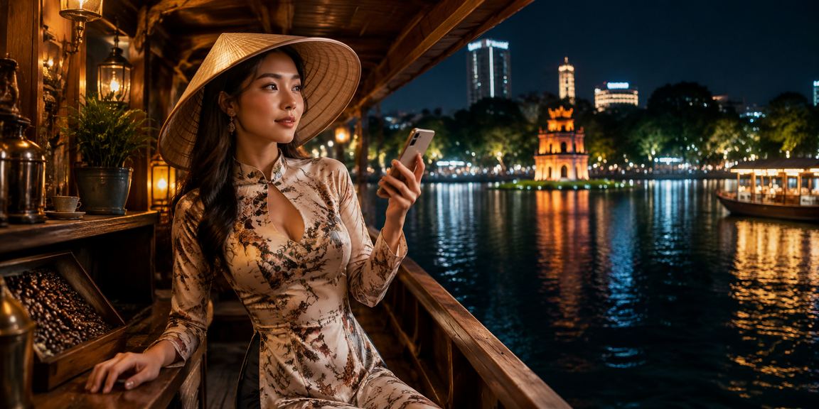 Người dùng Hà Nội đội nón lá thực hiện giao dịch casino trên điện thoại di động