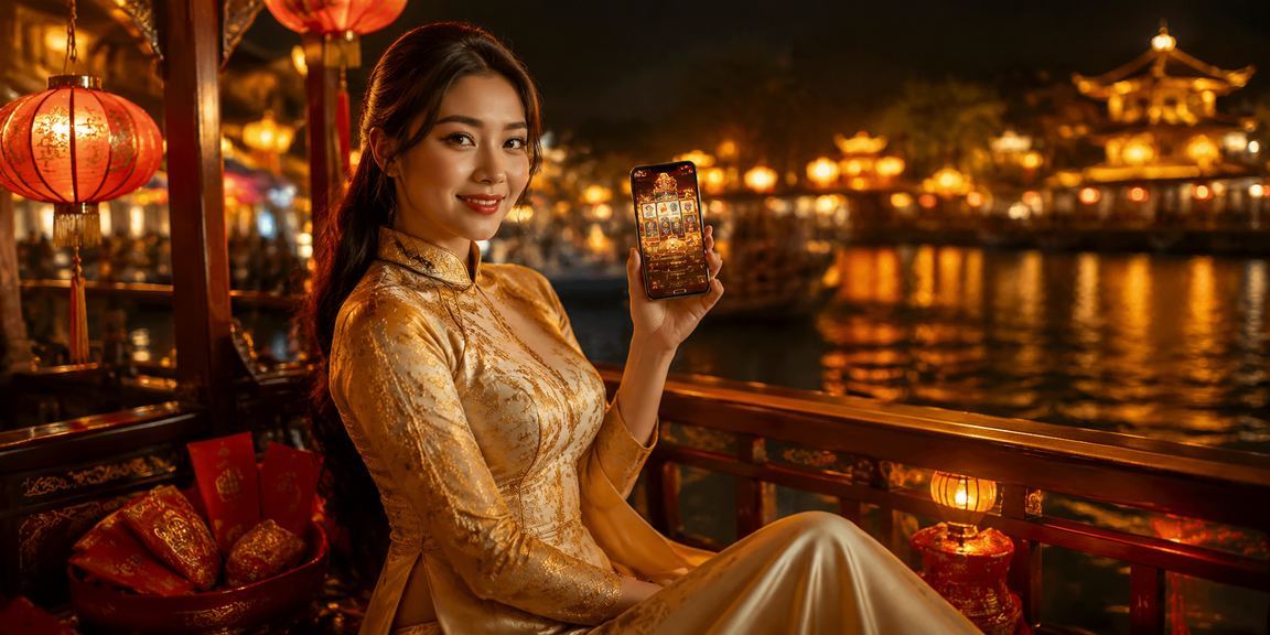 Trò chơi slot được thưởng thức trong không gian văn hóa áo dài truyền thống tại Huế